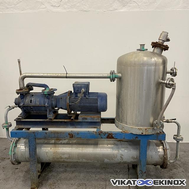 S/S vacuum skid 5.5 kw with tank and tubular heat exchanger Vikat Ekinox